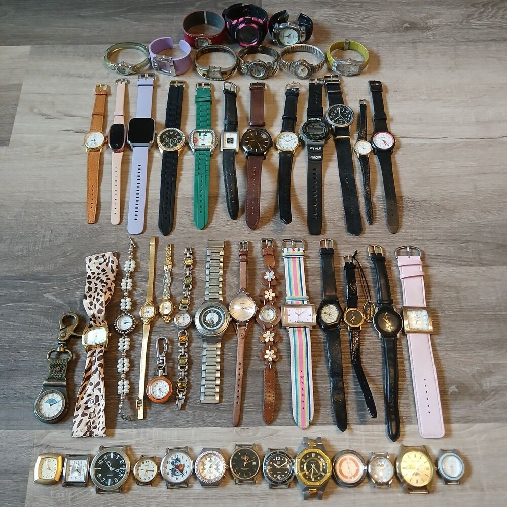 Huge Watch Lot of 45+ Mixed Brands Vintage & Modern Parts/Repair Untested-Box E8